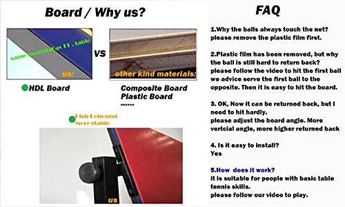 Table Tennis Rebound Board Rebounder With 8 Red Rubbers, Improved 2Nd Generation Pingpong Return Board Self Training Equipment, Strong Steel Frame & Wheels | Easy To Install (44.5" H X 27.5" W) #TOP5