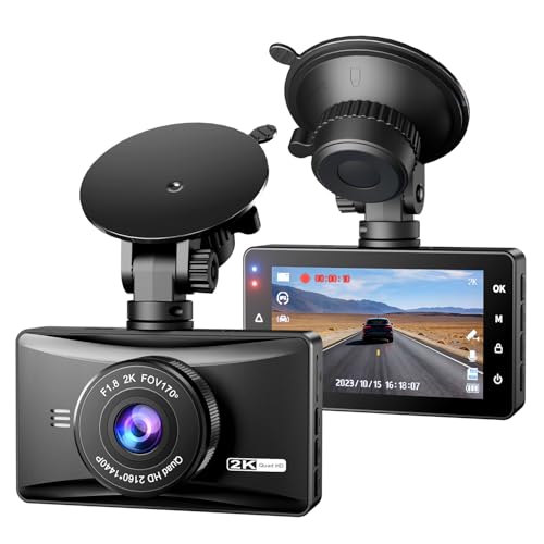 zhiroad 2K Dash cam auto, Frontale telecamera per auto, Dash cam con scheda SD da 64 GB, 24H Monitor...