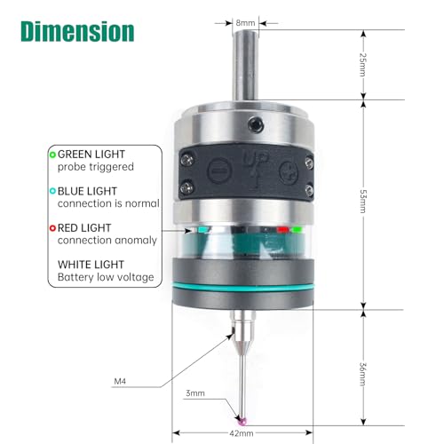 XUNKUNER CNC Wireles 3D Touch Probe Edge Finder, Accuracy 0.001mm Trigger Detection,Milling Machine Finder Locator Support XYZ Coordinate,with Ruby Measuring Needl