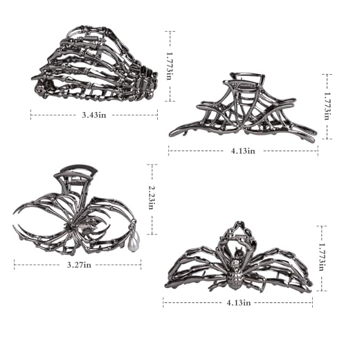4 PCS Metal Spider Hair Claw Clips for Women, Goth Hair Accessories, Halloween Gifts for Women