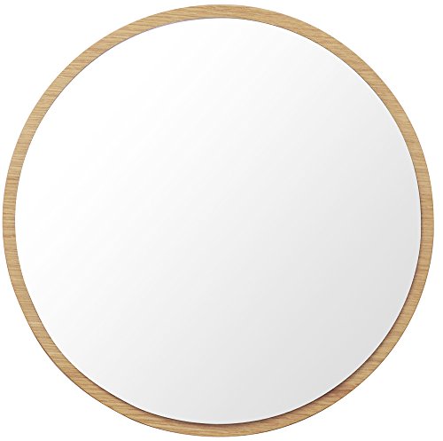 塩川光明堂 国産 ウォールミラー ハビット まる ナチュラル 幅35cm