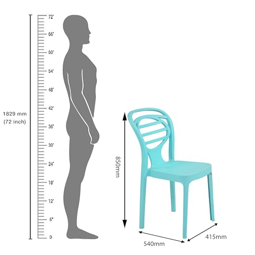 Image of Oaknest Supreme Oak Armless Plastic Dining Chair | Compact & Ergonomic Design for Home, Living Room, Balcony & Outdoor Seating | Color : Aqua Blue, Set of 2