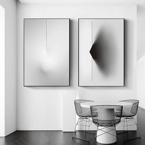 Peinture murale abstraite gris noir pour décoration de salon moderne et épuré