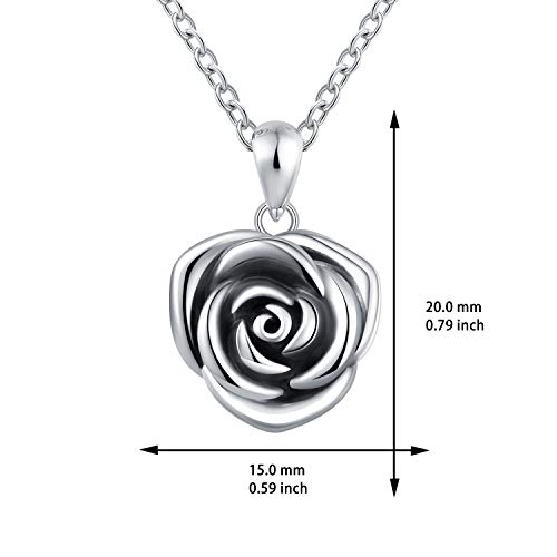 Acjfa Sterling Silver Rose Flower Cremation Urn Pendant Necklace Keepsake Ashes Memorial Jewelry For Women (Oxidized) #TOP2