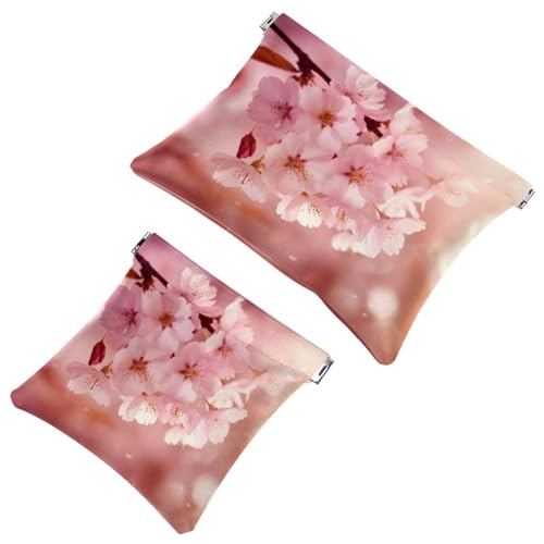 Travel Chic: Pink Art Cherry Blossom-296 - Custodia portatile per trucchi e piccoli oggetti Multicolore