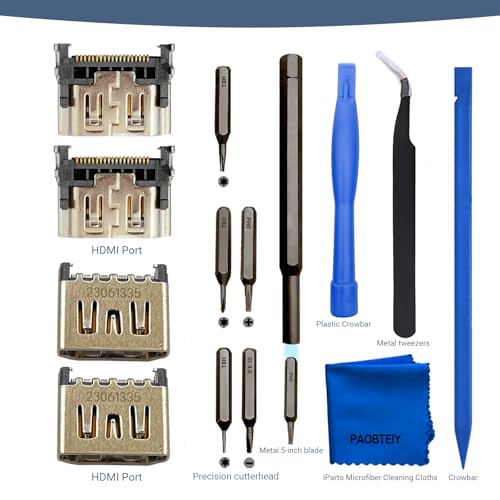 Image of PAOBTEIY 4 Pack HDMI Port Replacement for Ps5 With 10-in-1 Kits, HDMI Socket Jack Connector Repair Kit Replacement for Playstation 5 Game Console. [playstation 5]