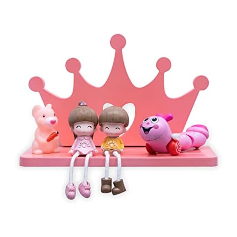 Mi Siacitas Floating Nursery Wall Shelves | Children's Room Decor - PINK CROWN themed | Sustainable & Cute Designs made with Premium Wood for your Kids Adobe Cover