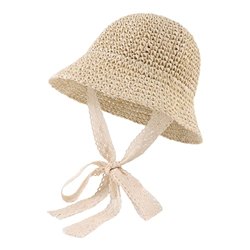 JANGANNSA Baby Girl Straw Hat Outdoor Baby Sun Protection Hats Summer Bowknot Beach Cap for Infant Toddler Girls