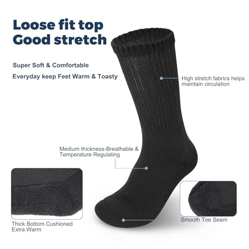 Extra Wide Diabetic Socks 2 Pairs Hospital Swollen Neuropathy Socks for Men Women, Cushioned, Smooth Toe Seam3