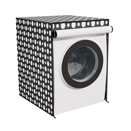 Image of Kuber Industries PVC Washing Machine Cover Front Load for IFB | Front Load Washing Machine Cover - Ideal for 6 kg, 6.5 kg, 7 kg | Dot Design - Grey