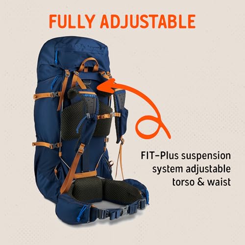 Image of Kelty Glendale 65L to 105L Internal Frame Backpack - Multi-day Backpacking Thru Hiking Pack, Adjustable Suspension, Customized Fit (Pageant Blue, 105L)
