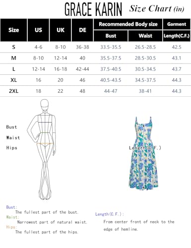 GRACE KARIN Ladies A-Line Fit and Flare Midi Dress 2025 Adjustable Spaghetti Strap High Waist Dress Summer Vacation Holiday Outfit Rose Red Florals S - Image 5