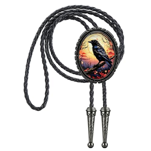 Image of Jeilwiy Bolo Tie for Men Western Cowboy Gothic Bolo Tie Necklace Halloween