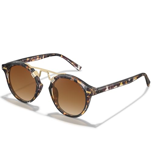 Women's Sunglasses, Round Retro Double-Bridge Trendy Fashion Shades UV Protection2