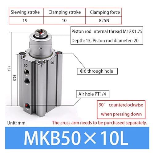 Cylindre rotatif compact B50 à angle de pression vers le bas pour usinage - 3