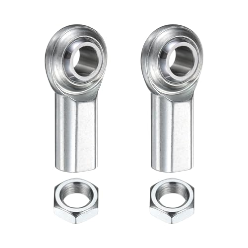 uxcell 2 Pcs CF6 Rod End Bearing 3/8" Bore, RH 3/8-24 UNF Right Hand Female Thread, 1045 Steel Rod Ends Joint with Jam Nut