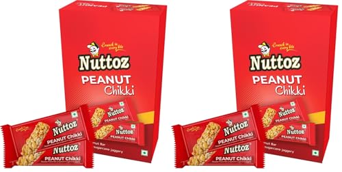Image of Nuttoz Peanut Chikki Bar | Made with Jaggery | Gajak | Traditional Indian Sweet | Protein Rich Snack | Nutritious Energy Bar | Gazak (20 Bars, 25 Gm Each - 500gm) (Pack of 2)