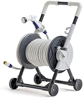 IRIS USA All-in-One Portable Garden Hose Reel Cart, with Reel and Spray Nozzle
