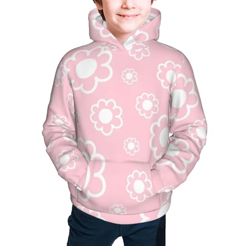 Vintage Pink Flower Kids Pullover Hoodies Boys Sweatshirts Girls Athletic Clothes with Pocket2