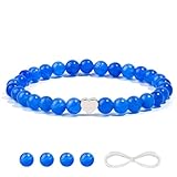 VDKIDKT Natürliches 6mm Edelsteinarmband mit Herz, schützendes Heilkristallarmband, Talisman-Anhänger, Glücksbringer (Blaue Jade)