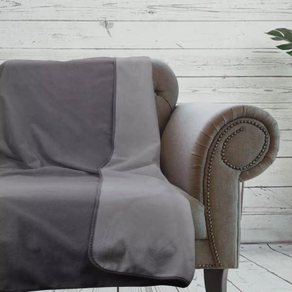100% Leak Proof, Waterproof, Totally Pee Proof, EZ-Wash, Durable, 3 Layer Blanket (60"x50" Slate Grey/Cool Grey) Adults, Pets, Dogs, Cats, Cozy Soft