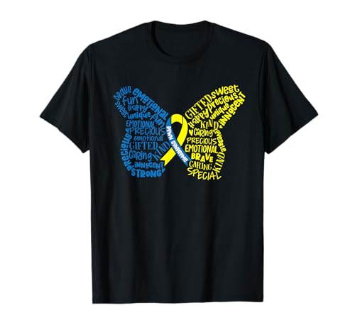 Down Syndrome Awareness Month Butterfly Word Cloud T-Shirt