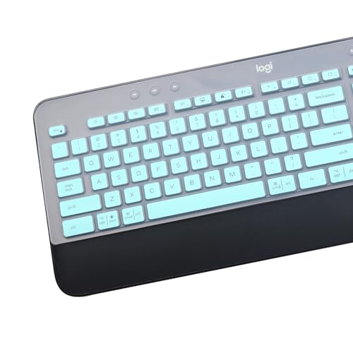 Keyboard Cover Skin for Logitech MK545 MK540 Wireless Keyboard, Logitech MK545 Keyboard Protector, Logitech MK540 Ultra Thin Desktop PC Silicone Clear Keyboard Skin Protector-Hotblue by MUBUY-GOL - Image 2