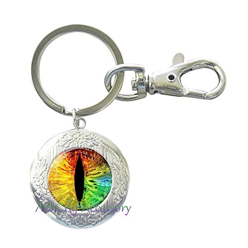 Fashion Jewelry Eye Key Ring Locket Keychain Locket Keychain Dragon Glass Dome Photo Handcrafted,T0041