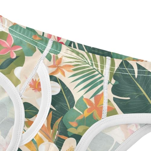 Wusikd Tropical Leaves Boys' Underwear Cotton Flowers Boys Briefs Soft Toddler Underwear 2T4