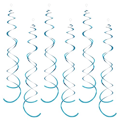 Image of PIGETALE 30 Pieces Iridescent Light Blue Hanging Swirl Decorations Plastic Streamers Foil Swirls Ceiling Decorations Birthday Bachelorette Party Engagement Bridal Shower Baby Shower Graduation Decor