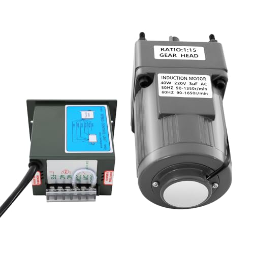 Motorreductor AC con regulador de velocidad, motor de engranajes AC para maquinaria industrial, instalaciones de embalaje, equipos textiles, dimensiones 118 x 90 x 90 mm, 40 W, 220 V