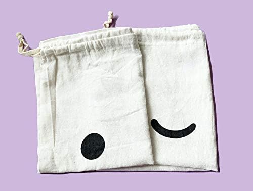 Pack of 2 Large Laundry Bags with String Ziplock (60 x 45cm) - Dual Washable Heavy Duty Drawstring Cotton Bags in Natural Colour - Foldable Potato Sack Storage Bags for Toys Clothes Travel Wash