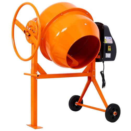 5 Cu. Ft Cement Mixer, Electric Concrete Mixer, 650W 1/3 HP Heavy Duty Concrete Mud Mixer Tools, Portable Concrete Cement Mixer with Wheels and Stand for Mortar, Stucco and Fodder - Thumbnail 4