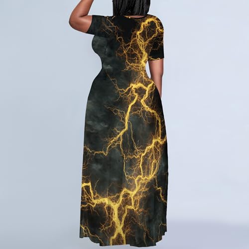 Image of SUZONANA Plus Size Dresses for Women Summer Casual Maxi Dress Short Sleeve Loose Vacation Dress