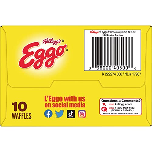Eggo Frozen Waffles, Frozen Breakfast, Resealable, Chocolatey Chip, 12.3Oz Box (10 Waffles) #TOP6