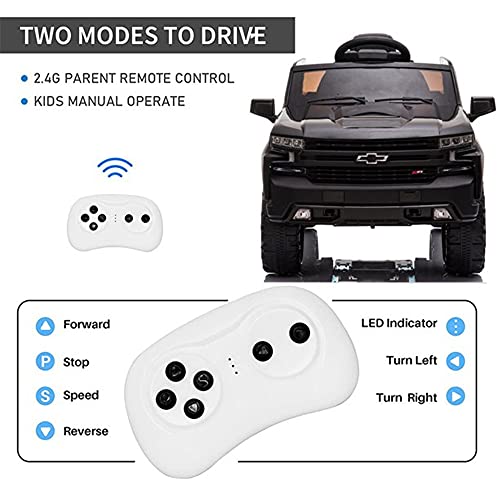 Segmart Electric Cars For Kids Chevrolet Silverado Trail Boss Lt Ride-On Truck Car, 12V Licensed Pickup For Boy & Girl, Electric Vehicles Car With Parental Remote Control, Black #TOP3