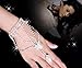 yueton 1Pieces Fashion Glitter Heart Rhinestone Hand Harness Bracelet Bangle Slave Chain Link Finger Ring Bracelet for Women