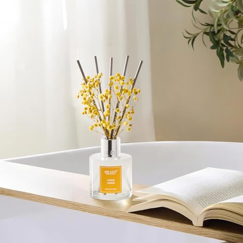 Image of Airkeep Reed Diffuser Set,3.38 fl oz (100 ml) - Citrus Lemon Oil Diffusers with 8 Reed Sticks, Home Fragrance Reed Diffuser for Bathroom Shelf Decor