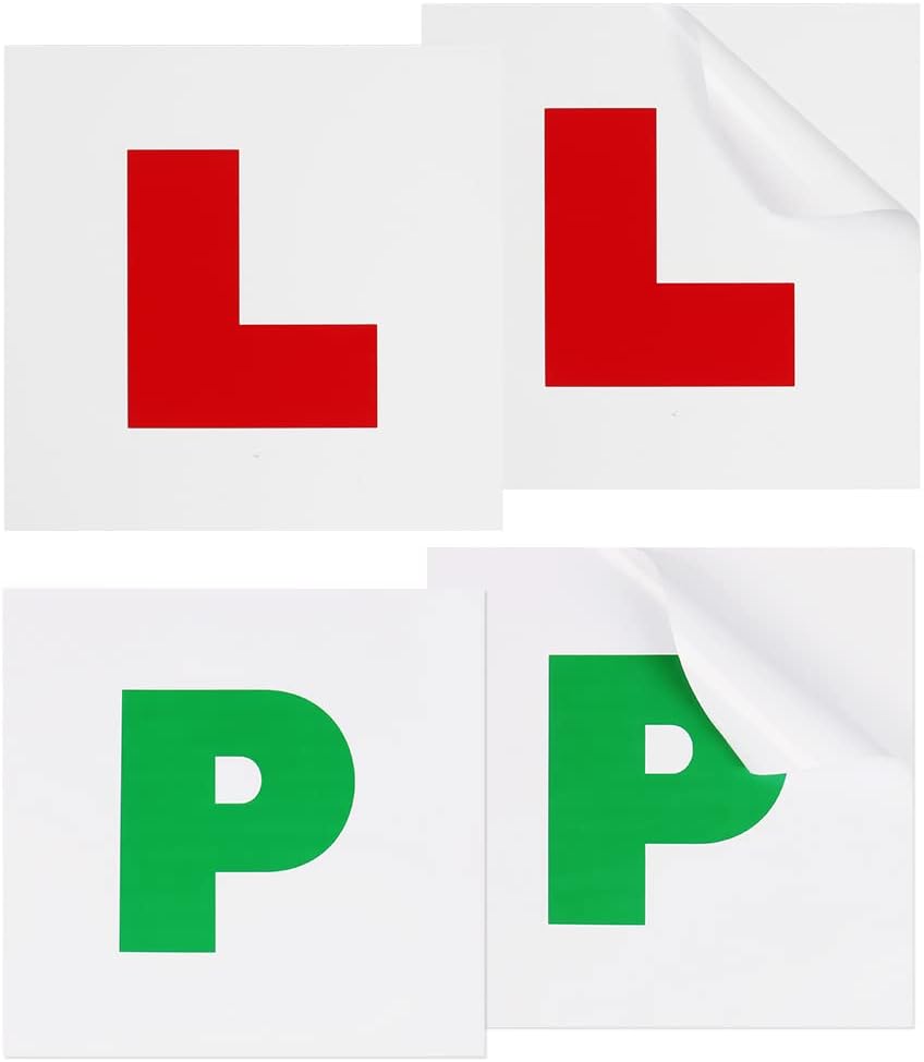 Onarway Learner Plate, Self Adhesive Red L Plate and Green P Plate 4 Pack for Driver Learner, No Fading No Blow off Easy to Move without Scratching