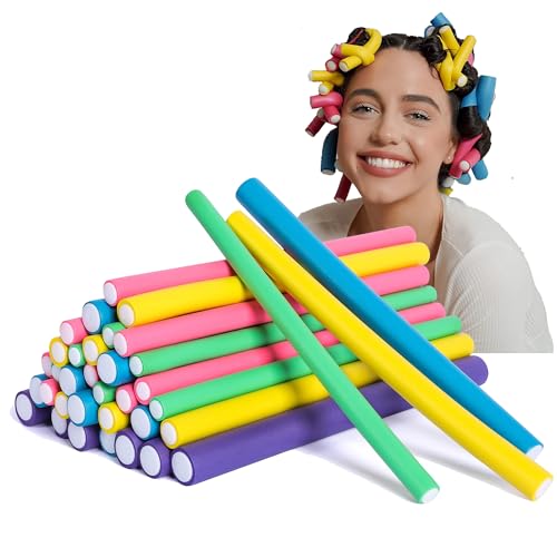 xnicx 35Stück 9.45 Papilotten Lockenwickler Grosse Locken Ohne Hitze Hair Rollers Heatless Curls Lockenwickler über Nacht Stäbe Papilotten Kleine Locken über Nacht für kurze Mittleres Lange Haare
