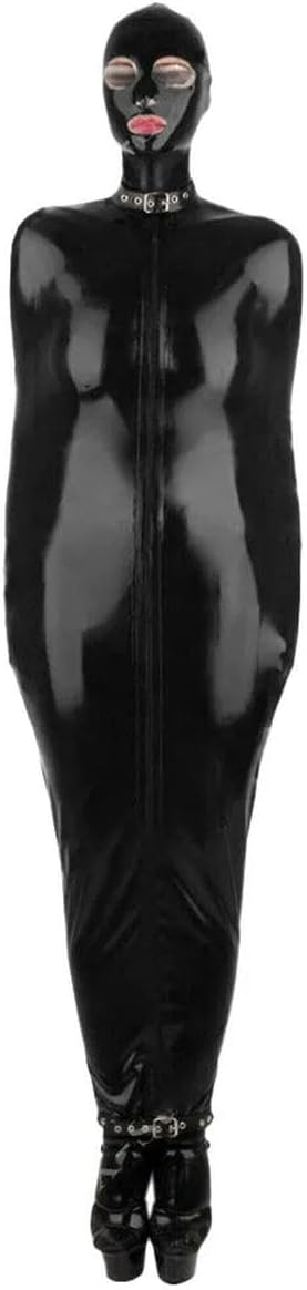 Back Zipper Stretch Leather PVC Bodysuit Cosplay Costume Halloween Women Mens Suits