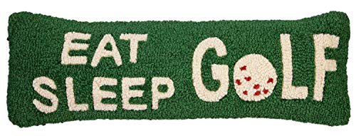 Chandler 4 Corners Artist-Designed Eat Sleep Golf Hand-Hooked Wool Decorative Throw Pillow (8 IN x 24 IN)Golf Pillow for Couches & Beds - Easy Care
