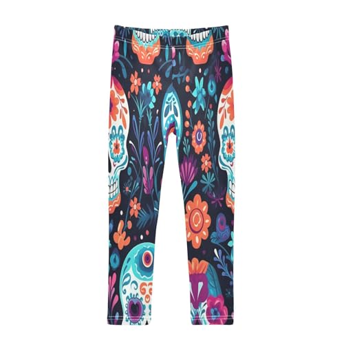 Bolaz Toddler Girls Leggings Printed Yoga Pants Leggings Orange Flower Skeleton for Kids