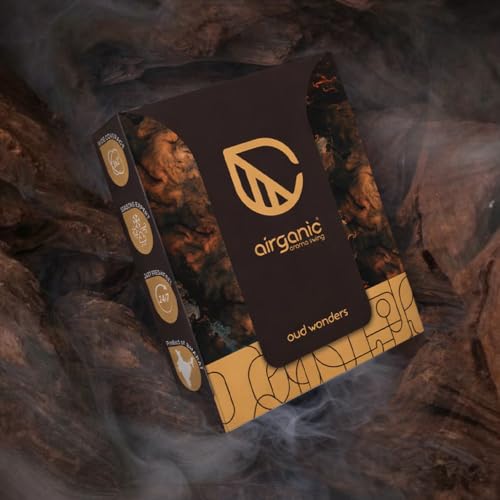 AIRGANIC Aroma Swing - Pack of 3 (30 ml) : Oud Wonders, Lavender & Snow Smog | Aroma with Essential Oils in Glass Bottle with Wooden Diffuser Lid| Car Hanging Accessories |Car Accessories Interior