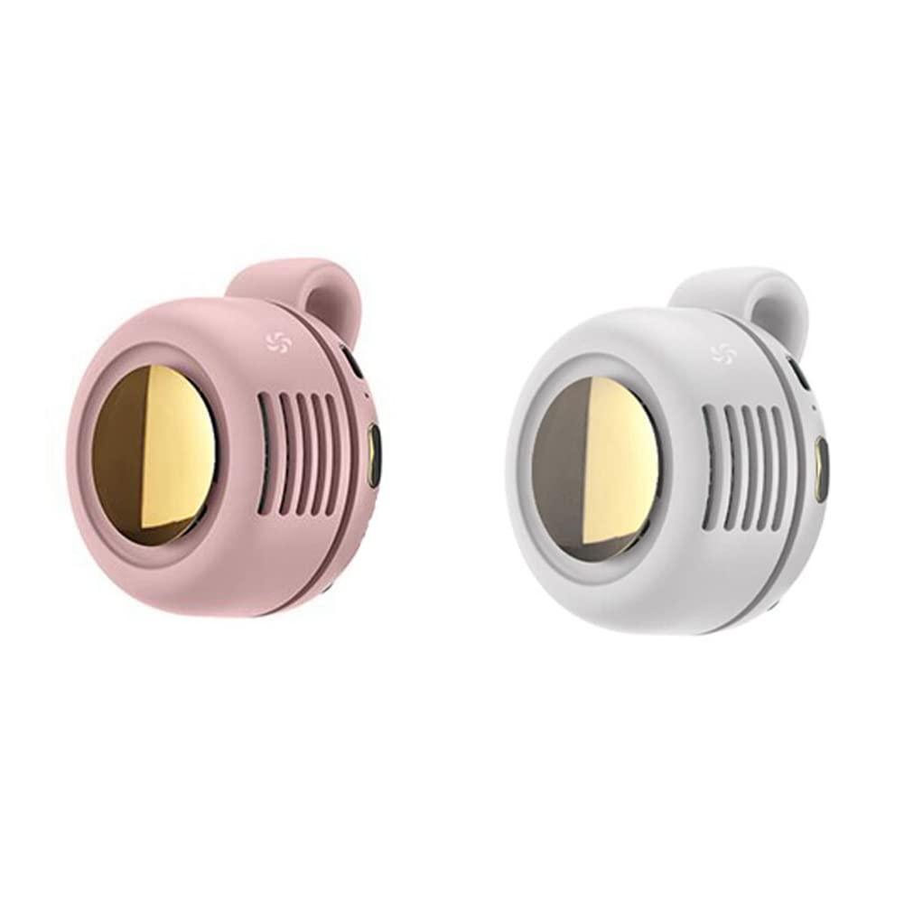 Qutsvosh 2Pcs New USB Hanging Neck Fan Girl Portable Mute Mini Clip Leafless Hanging Waist Electric Fan