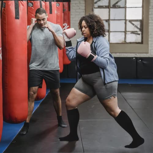 Image of 4 Pairs Plus Size Compression Socks for Women and Men 20-30 mmHg, Wide Calf Stockings Best Support for Circulation, Running