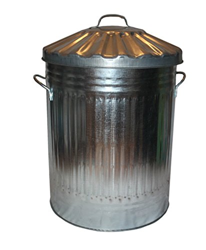 60L Litre Galvanised Steel Metal Bin - Indoor Outdoor Steel Rubbish Dustin / Animal Feed Storage