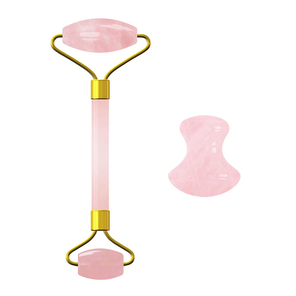 2 en 1 Massage Roller Mushroom Gua Sha Tool pour Massage Visage Soins de la peau 100% Naturel Jade Pierre Roller Massager Ensemble-Aventurine-PLM