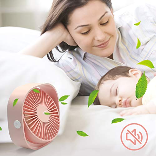 Harpat Mini Usb Desk Fan 3 Speed Personal Small Desktop Table Quiet Usb Fan For Home Office Car Outdoor Travel (Pink) #TOP6