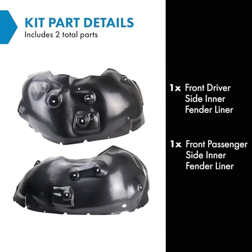 Image of TRQ Front Driver and Passenger Side Inner Fender Liner Set Compatible with 2002-2009 Dodge Ram 3500 2006-2009 Ram 1500 Crew Cab 2500
